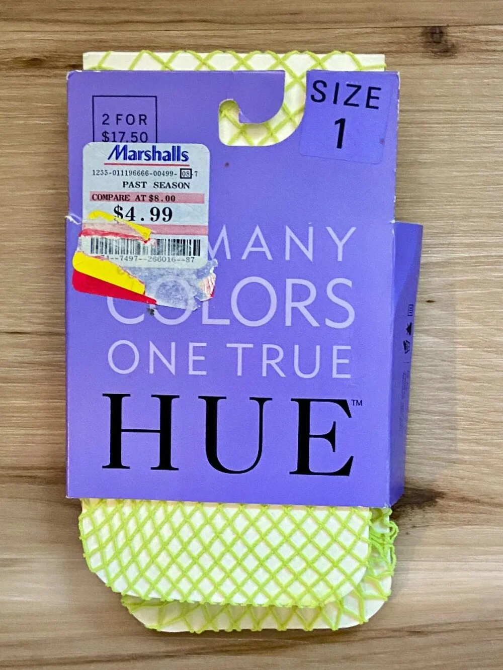 Vintage 90s Key Lime Green 2 PAIRS HUE Fishnet Tights Size 1 Y2K NWT
